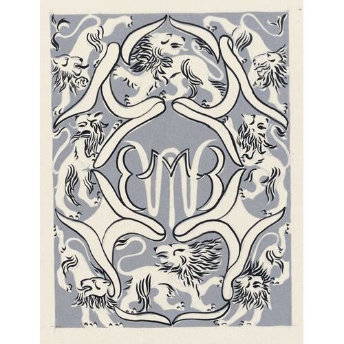 Canevas imprimer Envoyer un ex-libris avec monogramme à Leeuwen (1874) Impression sur toile Roulée Tableau Art Décoration Murale / Sans cadre 40x50cm ou 45x45cm