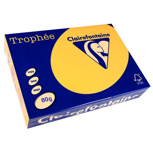 Clairefontaine Lot de 5 Ramettes 500 Feuilles Papier 80g A4 210x297 mm Certifié FSC  Bouton d'Or