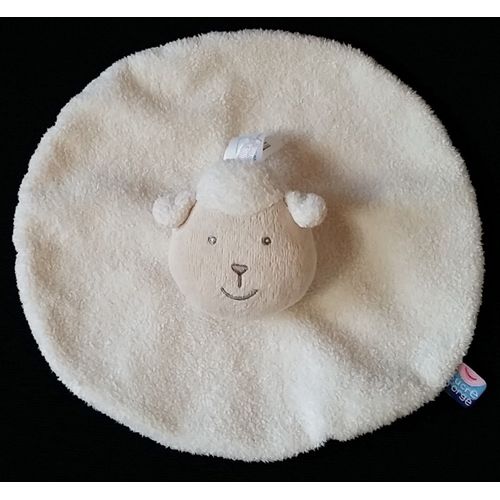 Doudou Plat Rond Mouton Beige Écru Sucre D'orge