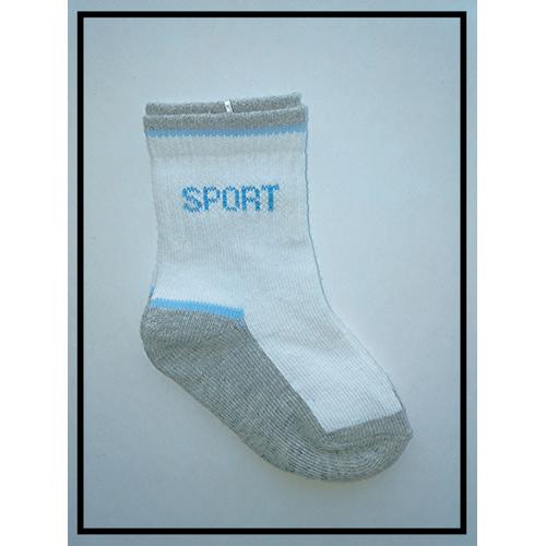 Paire De Chaussettes Neuve Pour Enfant Bébé - Mixte Fille Ou Garçon Garçon - Blanches Bleues Grises Blanc Imprimé Sport Bleu Talon Gris - Chaussette  Pointure 18 / 21 = De 9 Mois 12 Mois À 18 Mois