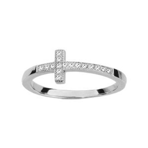 Bague De Phalange Argent Rhodié Croix Oxydes Sertis