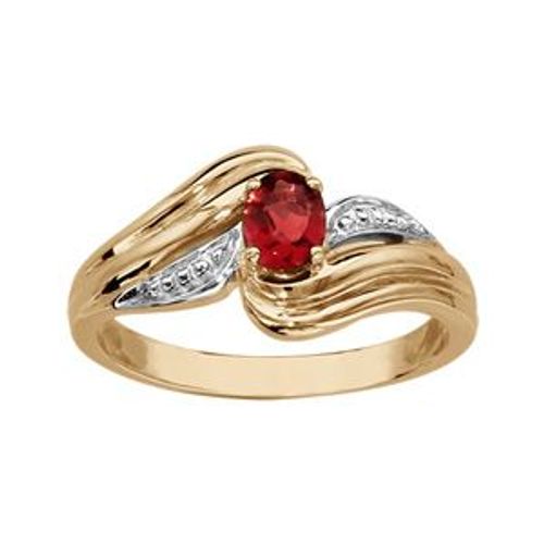 Bague Plaqué Or Pierre Rouge