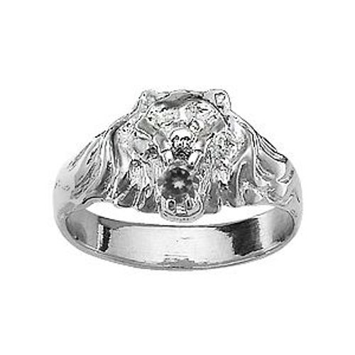 Chevalière Argent Petit Modèle Lion Pierre Noire