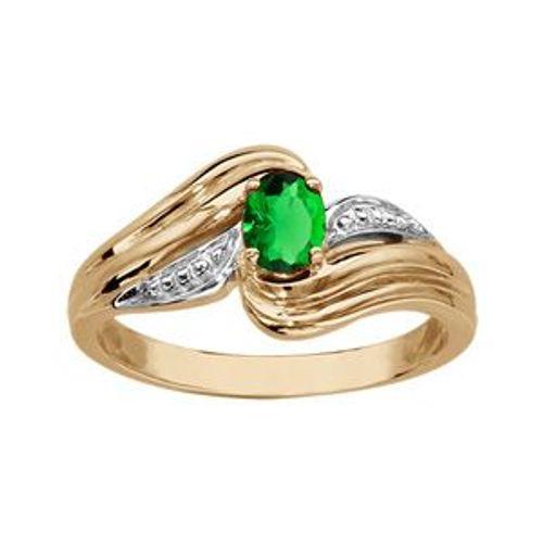 Bague Plaqué Or Pierre Verte