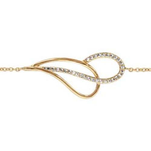 Bracelet Plaqué Or Goutte Évidée Croisée Oxydes Blancs Sertis 16+2cm
