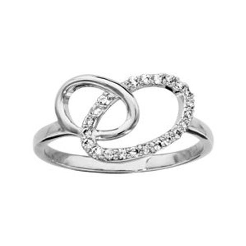 Bague Argent Rhodié 2 Ovales Entremêlés Oxydes Blancs Sertis