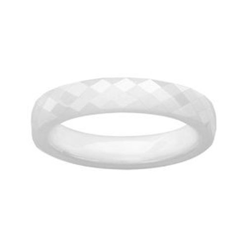 Alliance 1/2 Jonc 4mm Céramique Blanche Facette