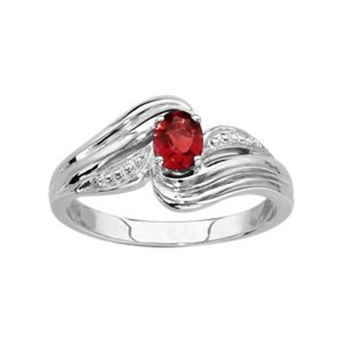 Bague Argent Rhodié Pierre Rouge