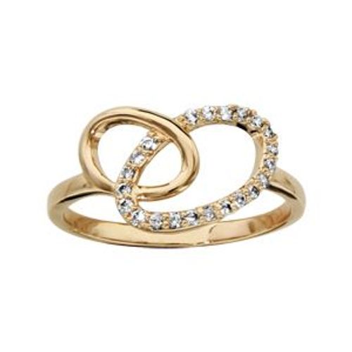 Bague Plaqué Or 2 Ovales Entremêlés Oxydes Blancs Sertis