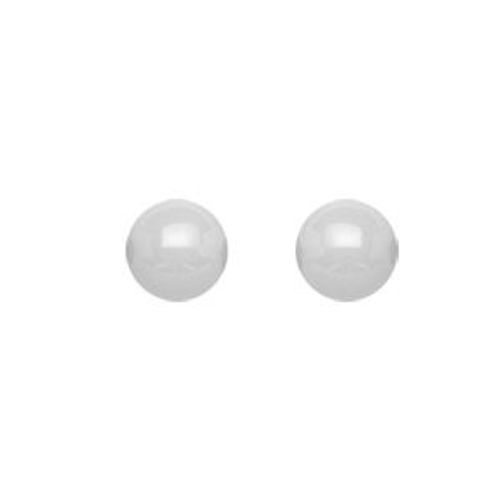 Boucles D'oreille Tige Argent Rhodié Avec Boule 6mm Céramique Blanche