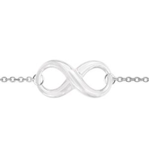 Bracelet Argent Rhodié Motif Infini Céramique Blanche 16+3cm