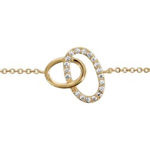 Bracelet Plaqué Or 2 Ovales Entremêlés Oxydes Blancs Sertis 16+2cm