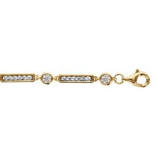 Bracelet Plaqué Or Rectangle Oxydes Blancs 16+2cm