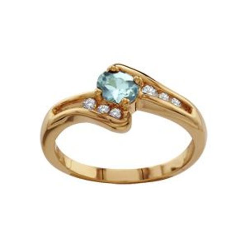 Bague Plaqué Or Pierre Centrale Bleue Avec Pierres Blanches