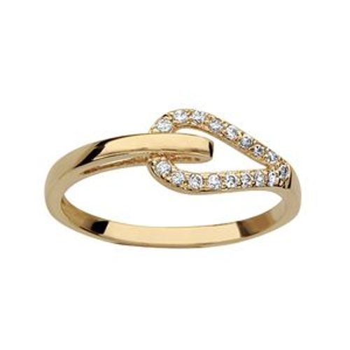Bague Plaqué Or Double Anneau Forme Goutte Oxydes Blancs Sertis
