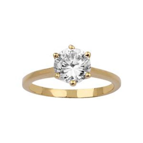 Bague Plaqué Or Solitaire 6 Griffes