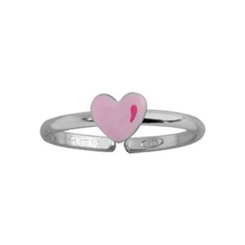 Bague Argent Rhodié Enfant Coeur Rose Réglable