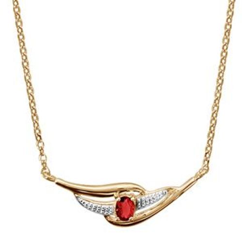 Collier Plaqué Or Pierre Rouge 43+2cm