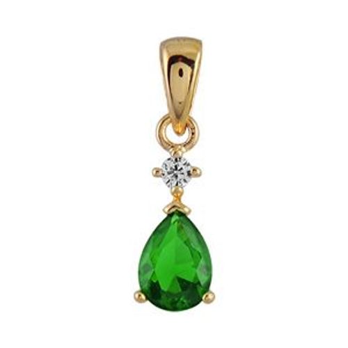 Pendentif Plaqué Or Goutte Pierre Verte