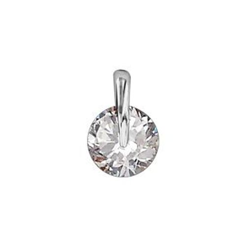 Pendentif Argent Rhodié Rond Pierre Blanche