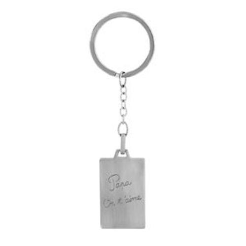 Porte-Clefs Acier Satiné Rectangulaire 21x33mm Gravé Papa On T'aime