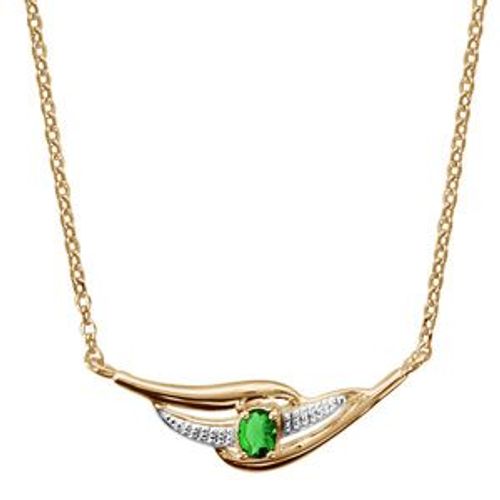 Collier Plaqué Or Pendante Pierre Verte 43+2cm