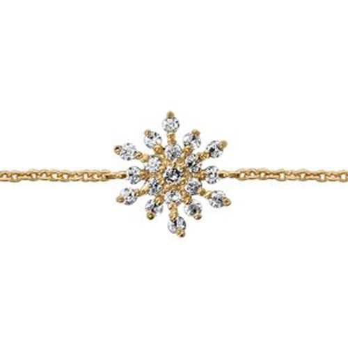 Bracelet Plaqué Or Forme Fleur Oxydes Blancs Sertis 16+2cm