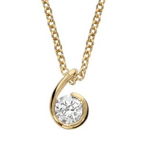 Collier Plaqué Or Forme Virgule Oxydes Blancs 40+4cm