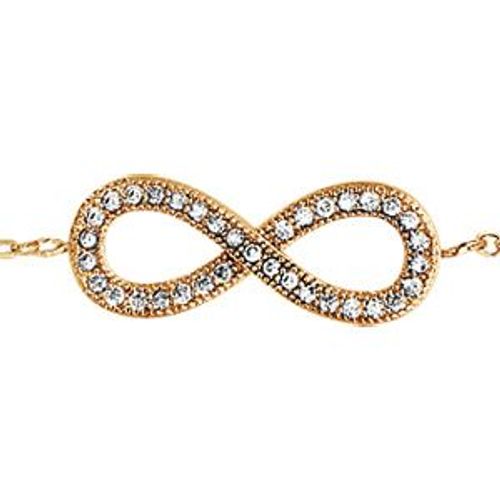 Bracelet Plaqué Or Forme Huit (Infini) Pierres Blanches 16,5+1+1cm