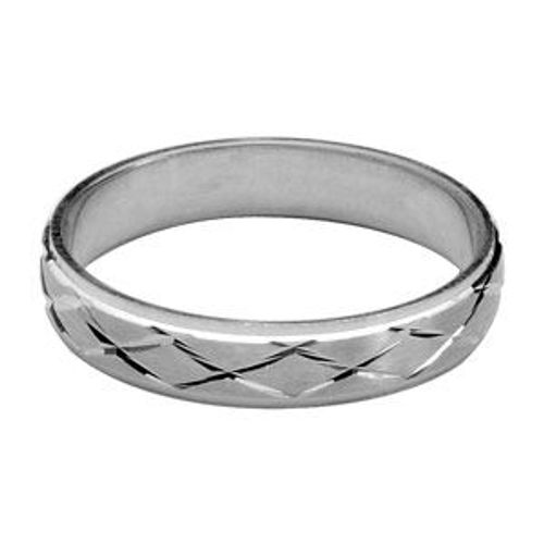 Alliance Argent Rhodié Brossée 4mm Avec Motifs Grandes Croix
