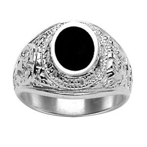 Chevalière Américaine Motifs Indiens Onyx Imitation