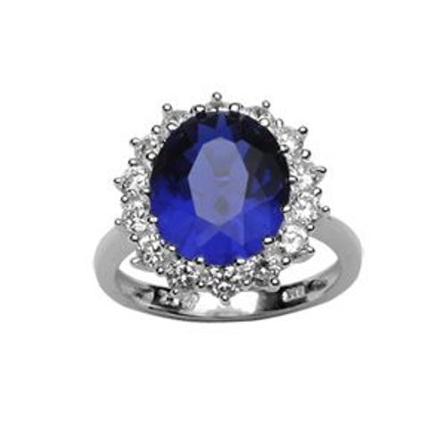 Bague Argent "Royale"  Pierre Synthétique Bleue