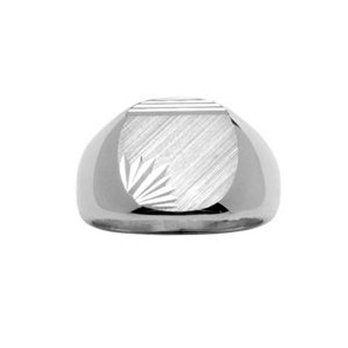 Chevalière Argent Grand Plateau Oval Diamantée Droit Et Étoile
