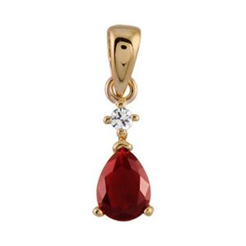 Pendentif Plaqué Or Goutte Pierre Rouge
