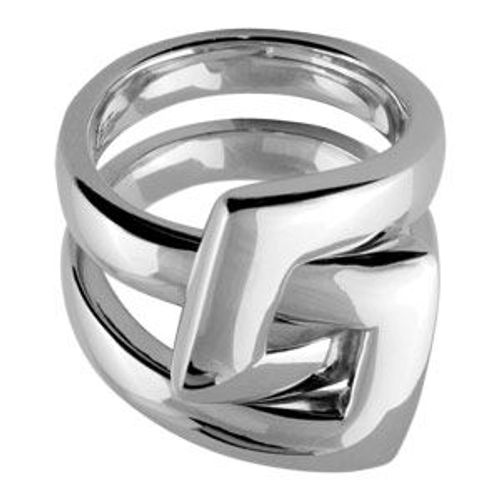 Bague Argent Massif Rhodié Double Boucle Carrée- Elixès