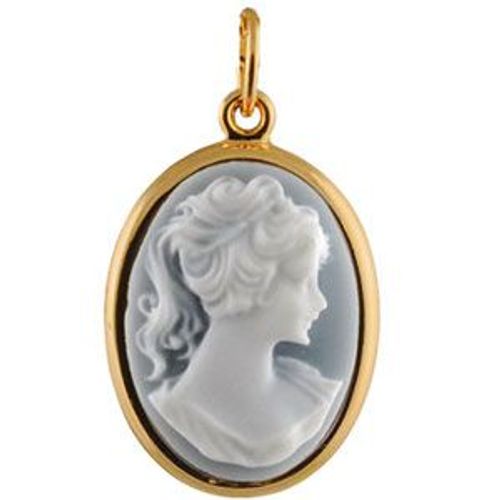 Pendentif Ovale Grand Modele Camée Résine Bleu
