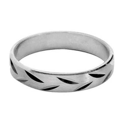 Alliance Argent Rhodié Brossée Et Ciselée 4mm