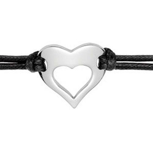 Bracelet Acier Cordon Noir Coeur Découpé