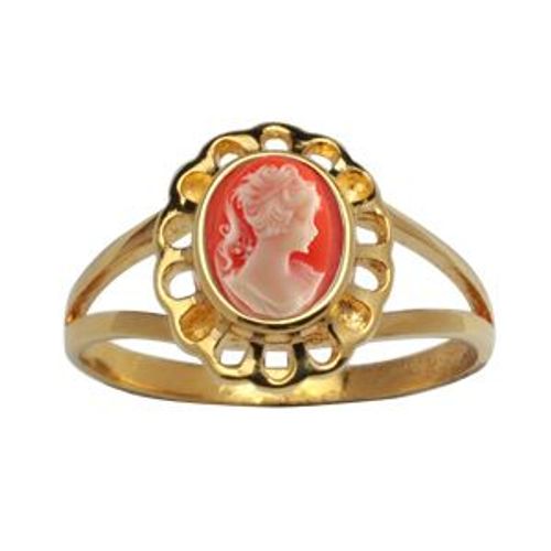 Bague Plaqué Or Camée Bleu Ovale Et Dentelle