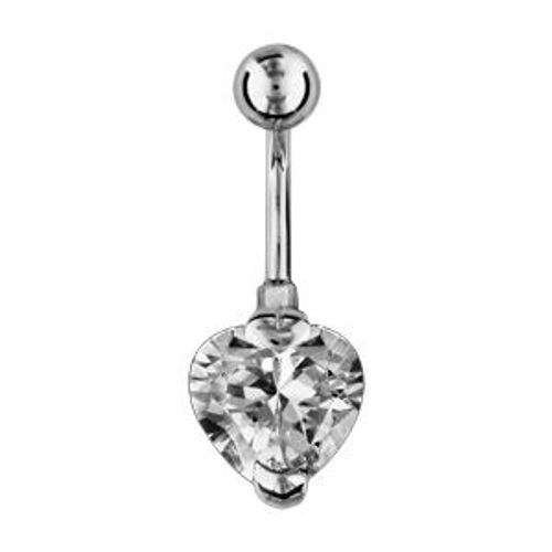 Piercing Nombril Pierre Blanche Et Forme Coeur