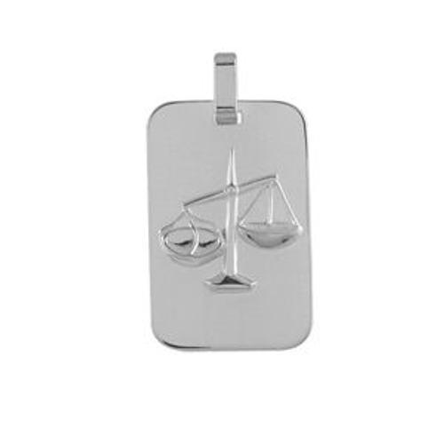 Pendentif Argent Rhodié Plaque Gi Zodiaque Balance