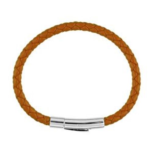 Bracelet Fermoir Acier Tresse 5mm Marron 19cm