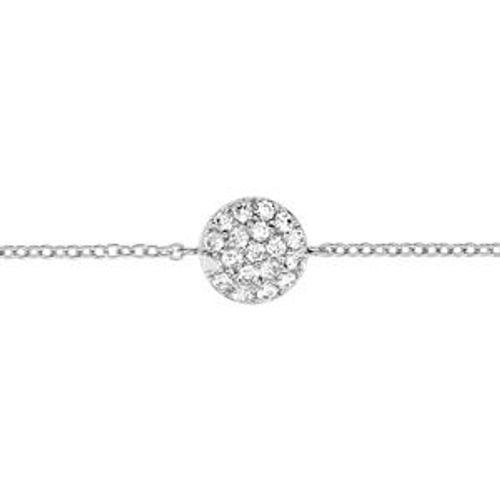Bracelet Argent Rhodié Pastille Oxydes Blancs Sertis 16+2cm