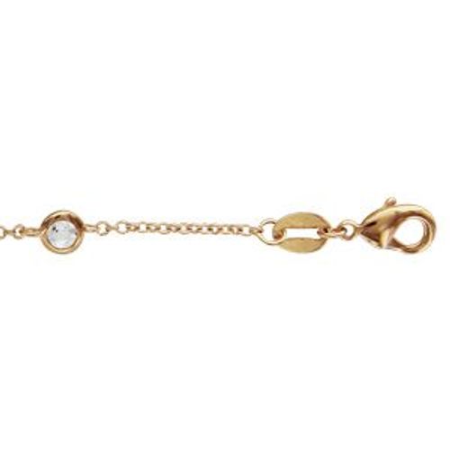 Bracelet Plaqué Or 5 Pierres Serties Clos Blanches 16,5+1+1cm