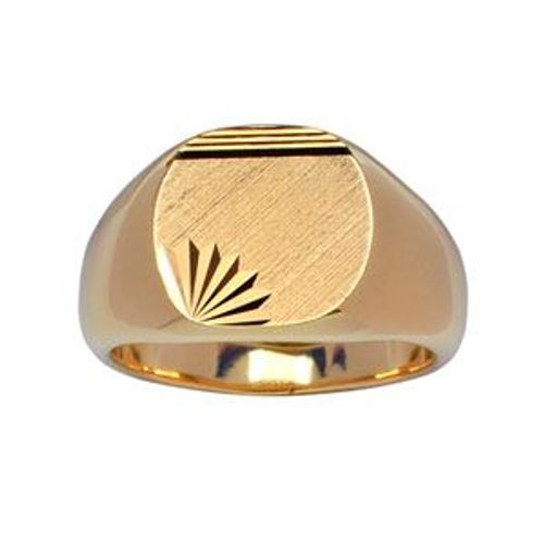 Chevalière Plaqué Or Grand Plateau Oval Diamantée Étoile Droit