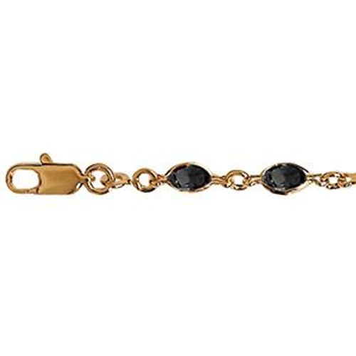 Bracelet Plaqué Or Maille Navette Noires Cerclées