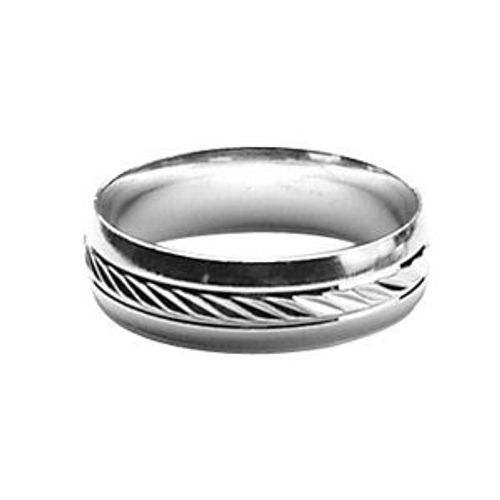 Alliance Argent Rhodié Ciselée Au Centre 6mm
