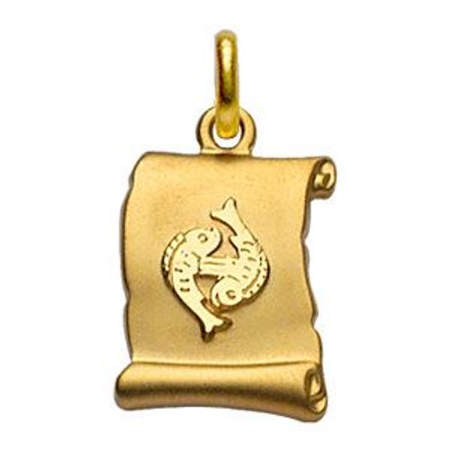 Pendentif Zodiaque Parchemin Poissons Plaqué Or