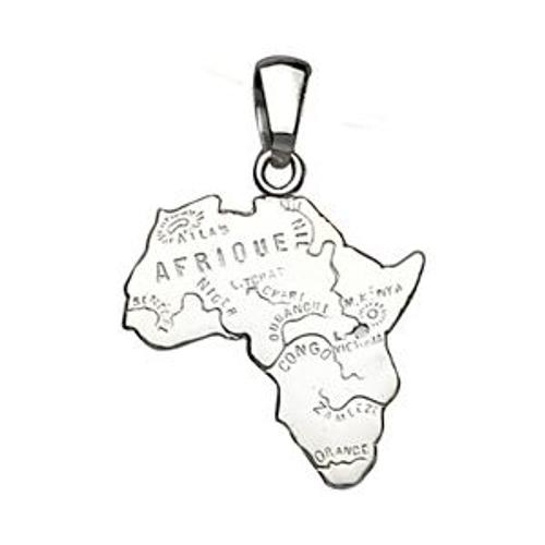 Pendentif Afrique En Argent - Petit Modèle