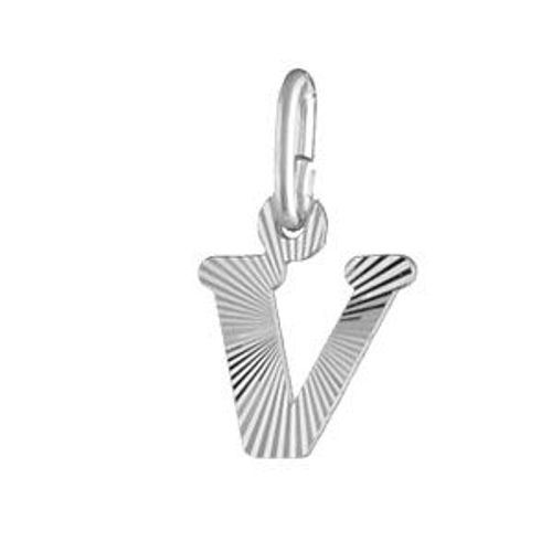 Pendentif Argent Rhodié Initiales V Striées